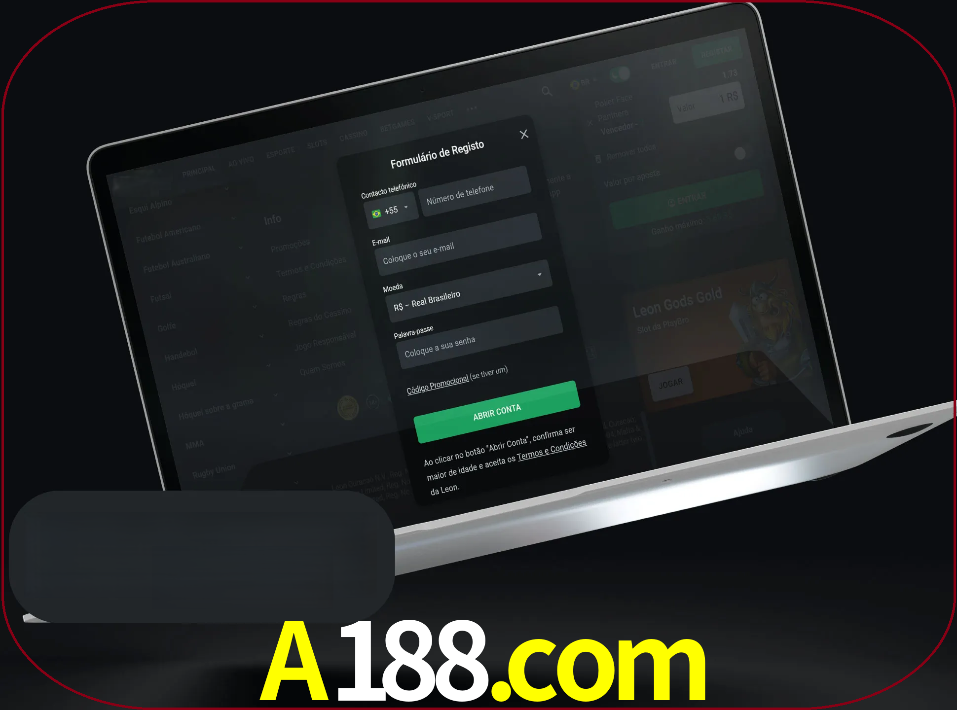 Abra o site da LeonBet e crie sua própria conta.